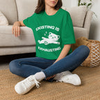 T-Shirt — 'Existing is Exhausthing ' Tired Cat Graphic Tee (Tired jokes)