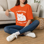T-Shirt — 'IT WAS LOAF AT FIRST SIGHT' Tired Cat Graphic Tee (Tired jokes)