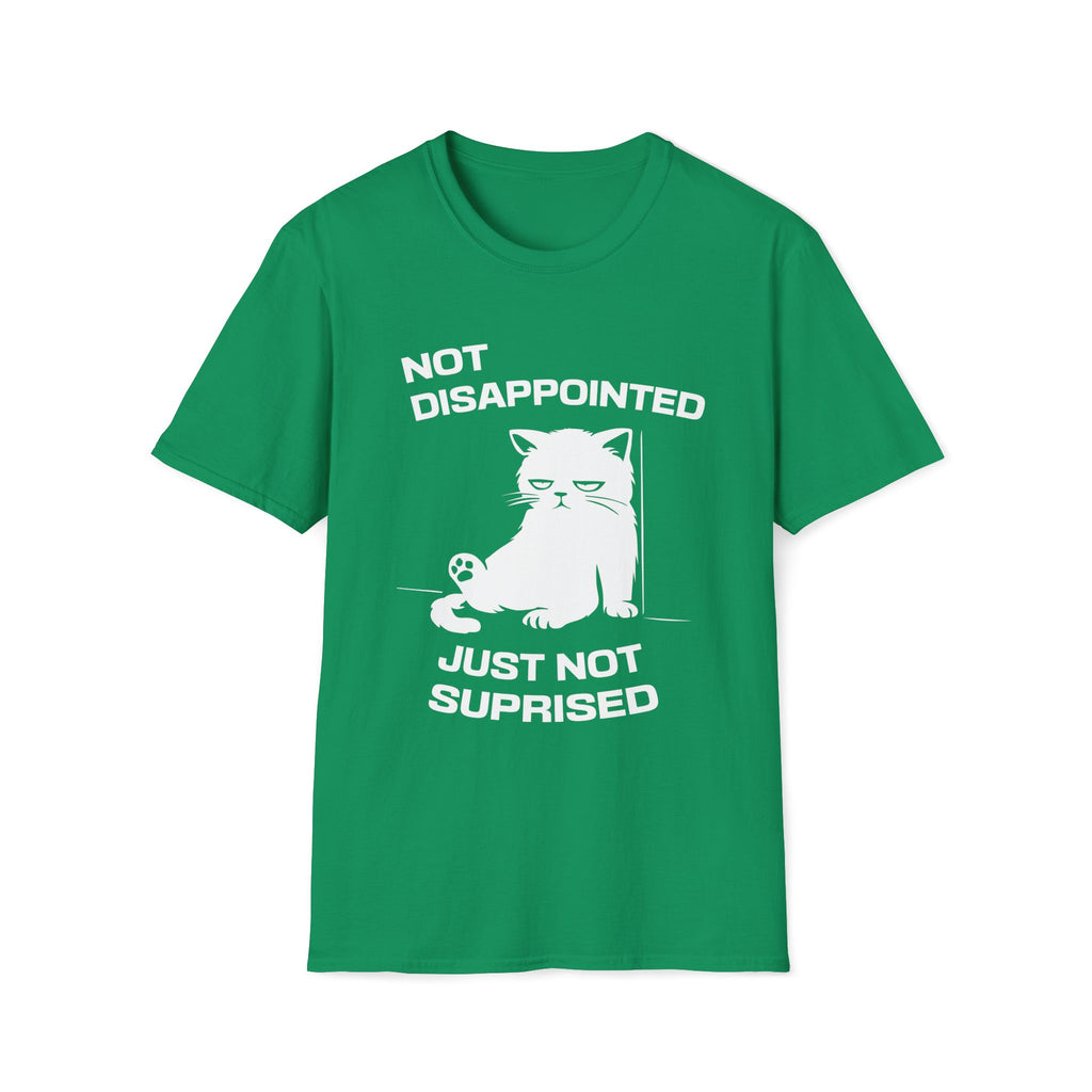 T-Shirt — 'Not Disappointed Just Not Surprised' Tired Cat Graphic Tee (Tired jokes)