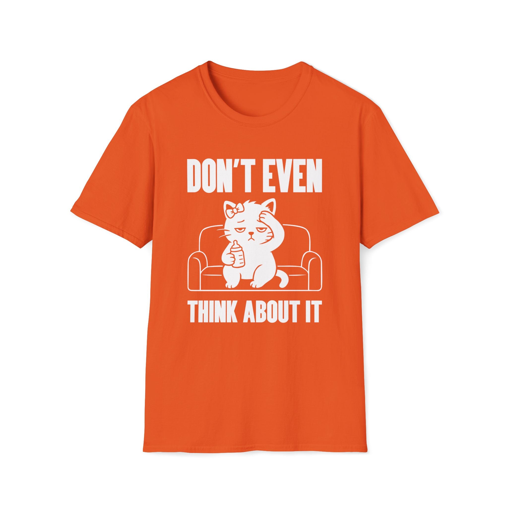 T-Shirt — 'Don't Even Think About It' Tired Cat Graphic Tee (Tired jokes)