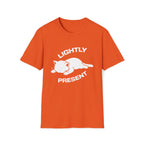 T-Shirt — 'Lightly Present' Tired Cat Graphic Tee (Tired jokes)