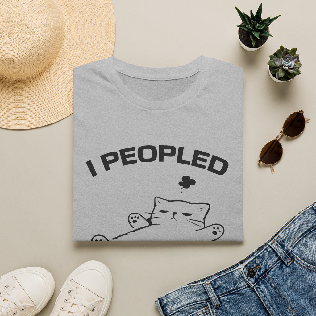 T-Shirt — 'I Peopled Enough Today' Tired Cat Graphic Tee (Tired jokes)