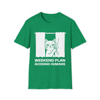 T-Shirt — 'Weekend Plan Avoiding People' Tired Cat Graphic Tee (Tired jokes)