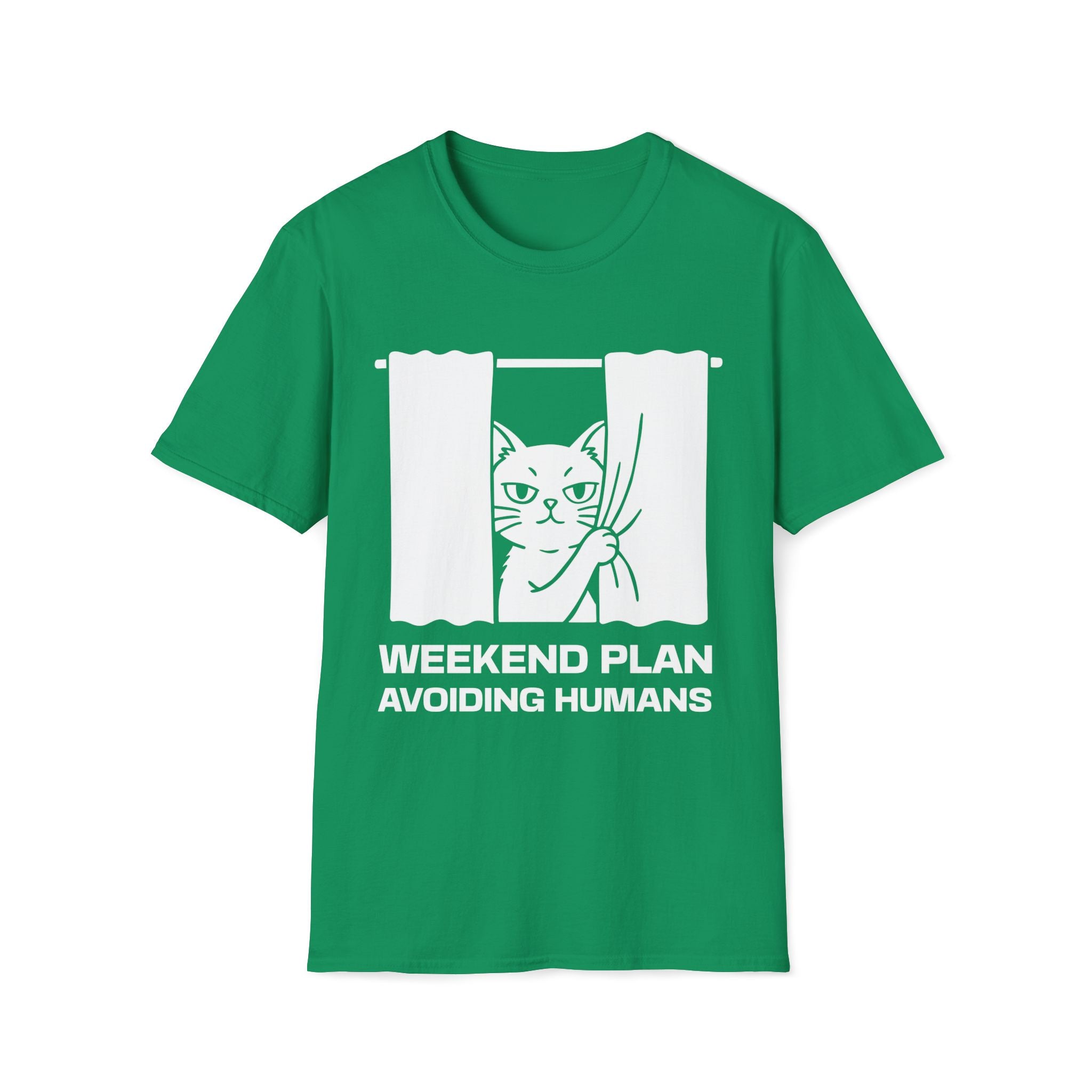 T-Shirt — 'Weekend Plan Avoiding People' Tired Cat Graphic Tee (Tired jokes)