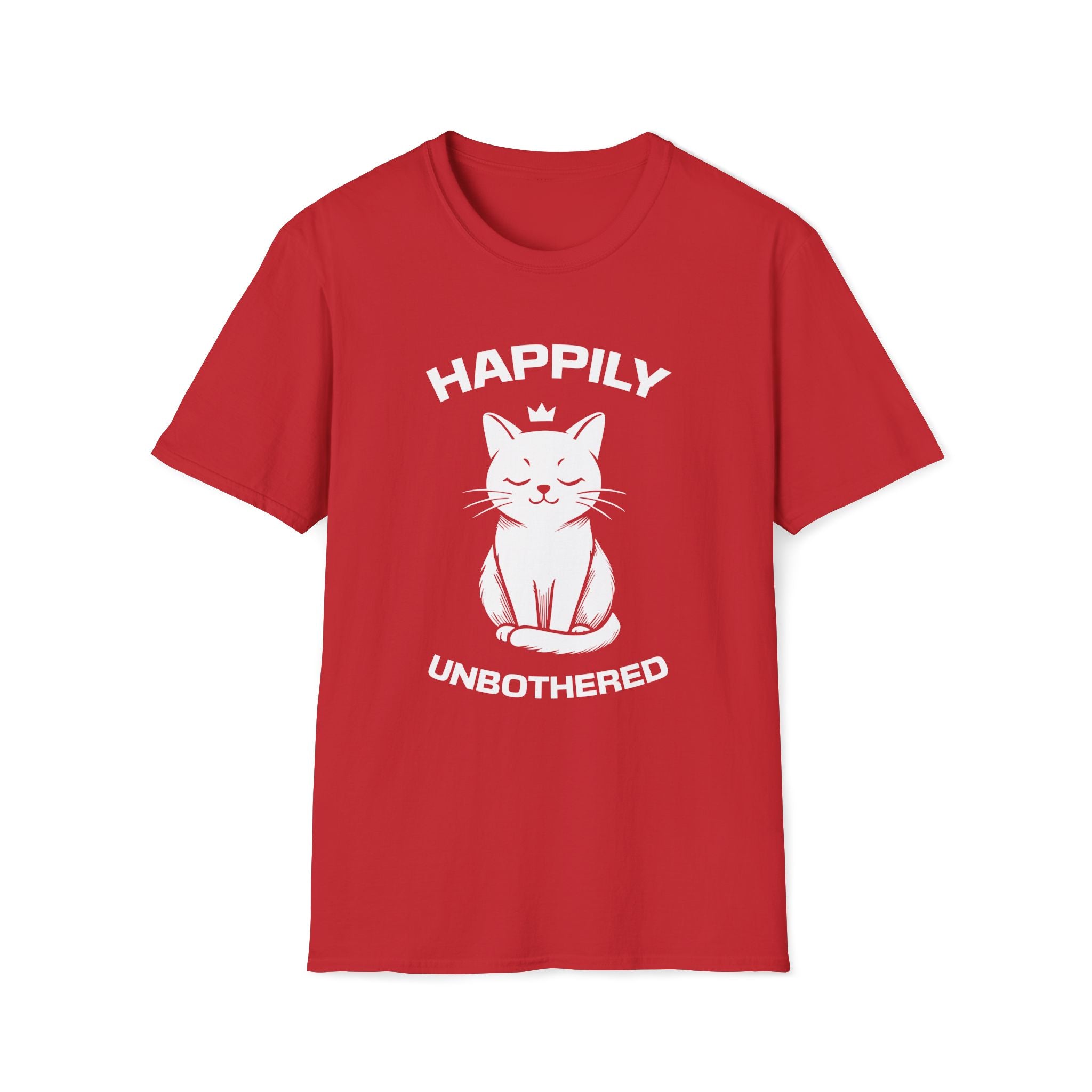 T-Shirt — 'Happily Unbothered' Tired Cat Graphic Tee (Tired jokes)