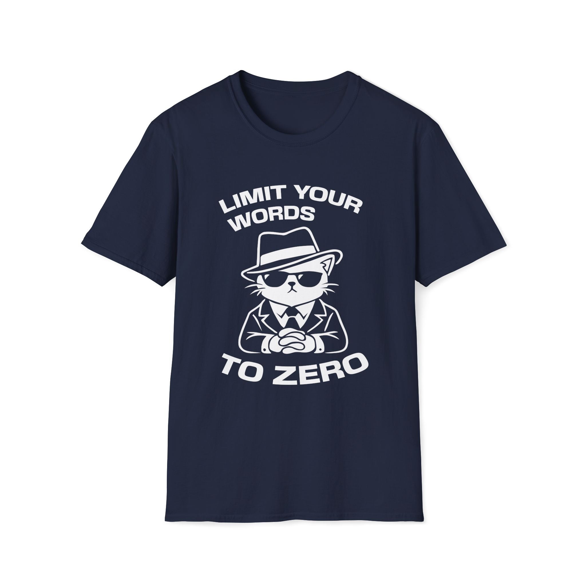 T-Shirt — 'LIMIT YOUR WORDS TO ZERO' Tired Cat Graphic Tee (Tired jokes)