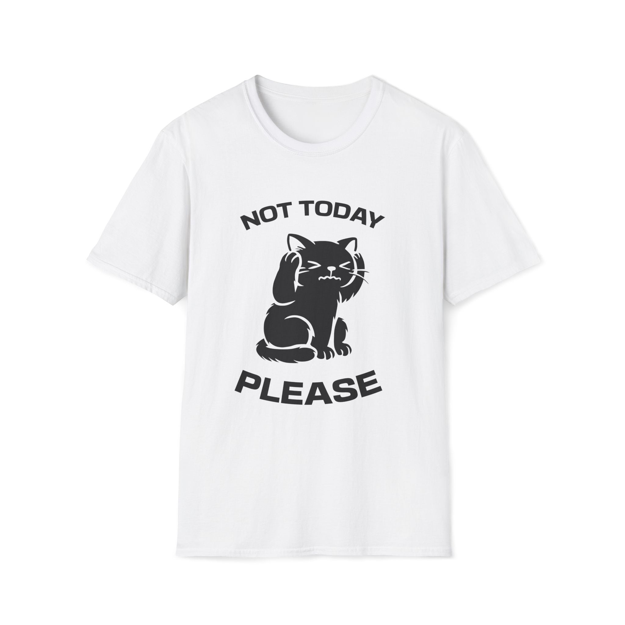 T-Shirt — 'Not Today Please' Tired Cat Graphic Tee (Tired jokes)