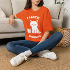 T-Shirt — 'I HATE MONDAYS ' Tired Cat Graphic Tee (Tired jokes)