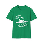 T-Shirt — 'JUST WAITING FOR THE WEEKEND' Tired Cat Graphic Tee (Tired jokes)