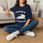 T-Shirt — 'Existing is Exhausthing ' Tired Cat Graphic Tee (Tired jokes)