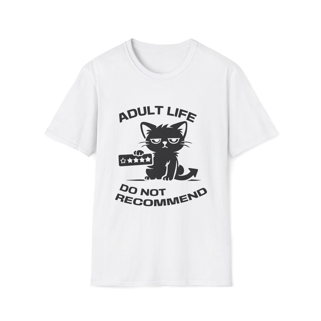 T-Shirt — 'ADULT LIFE DO NOT RECOMMEND' Tired Cat Graphic Tee (Tired jokes)