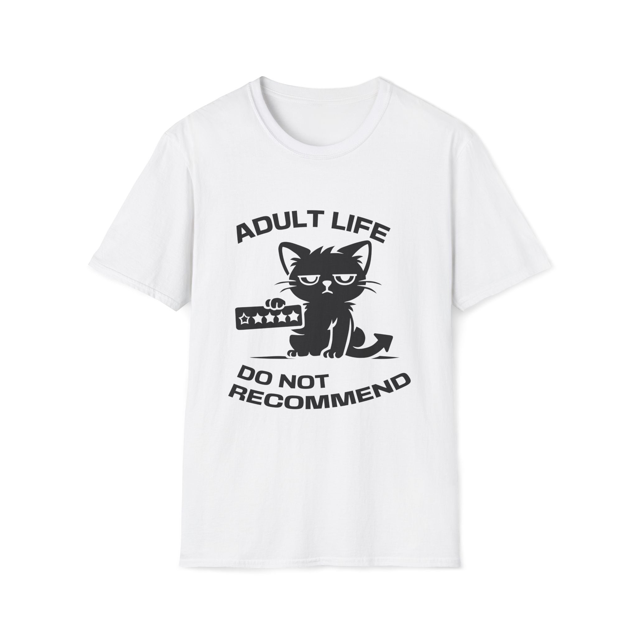 T-Shirt — 'ADULT LIFE DO NOT RECOMMEND' Tired Cat Graphic Tee (Tired jokes)