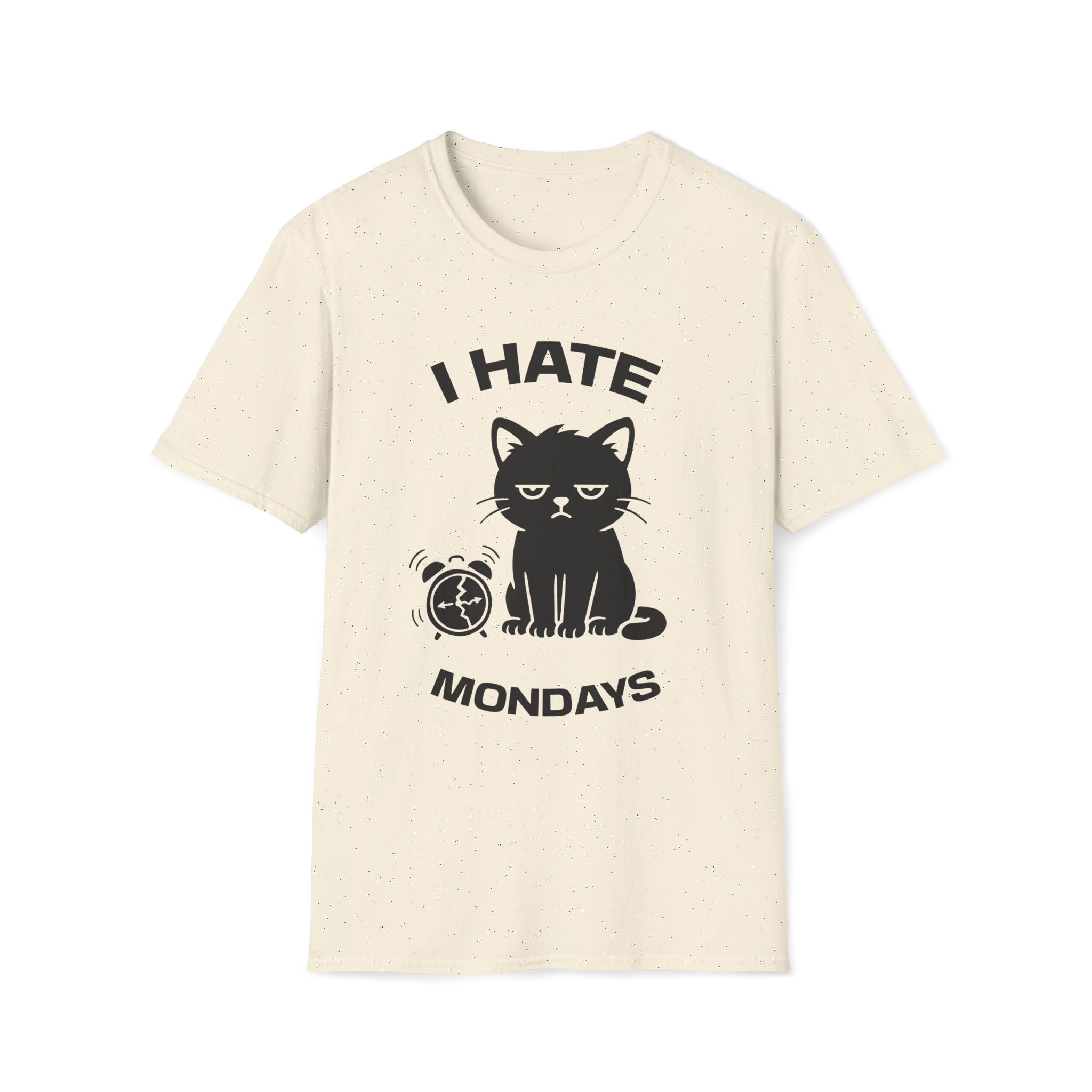 T-Shirt — 'I HATE MONDAYS ' Tired Cat Graphic Tee (Tired jokes)