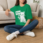 T-Shirt — 'MEOW' Tired Cat Graphic Tee (Tired jokes)