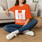 T-Shirt — 'Weekend Plan Avoiding People' Tired Cat Graphic Tee (Tired jokes)