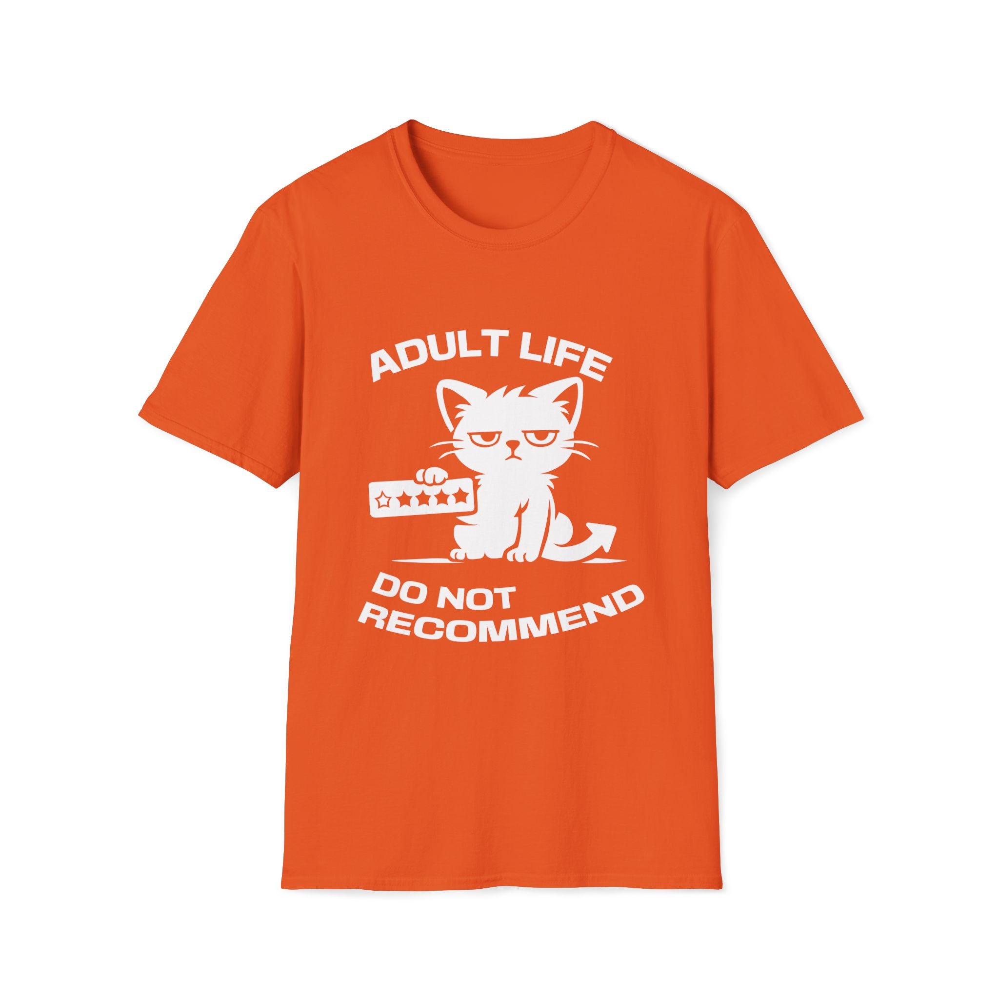 T-Shirt — 'ADULT LIFE DO NOT RECOMMEND' Tired Cat Graphic Tee (Tired jokes)