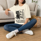 T-Shirt — 'My Diet Starts Tomorrow' Tired Cat Graphic Tee (Tired jokes)