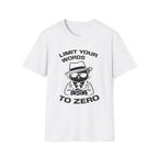 T-Shirt — 'LIMIT YOUR WORDS TO ZERO' Tired Cat Graphic Tee (Tired jokes)