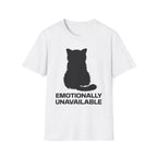 T-Shirt — 'Emotionally Unavailable' Tired Cat Graphic Tee (Tired jokes)