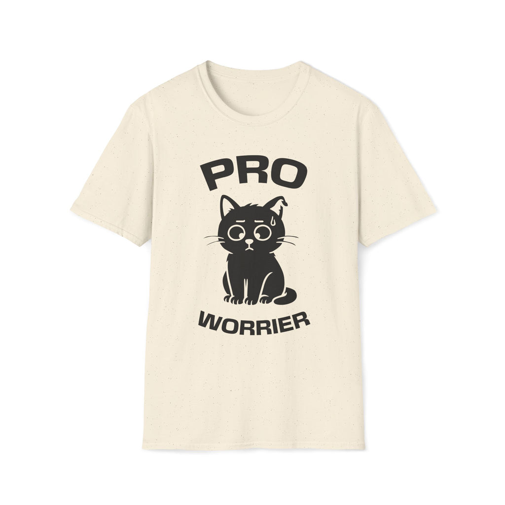 T-Shirt — 'Pro Worrier' Tired Cat Graphic Tee (Tired jokes)