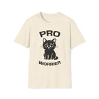 T-Shirt — 'Pro Worrier' Tired Cat Graphic Tee (Tired jokes)