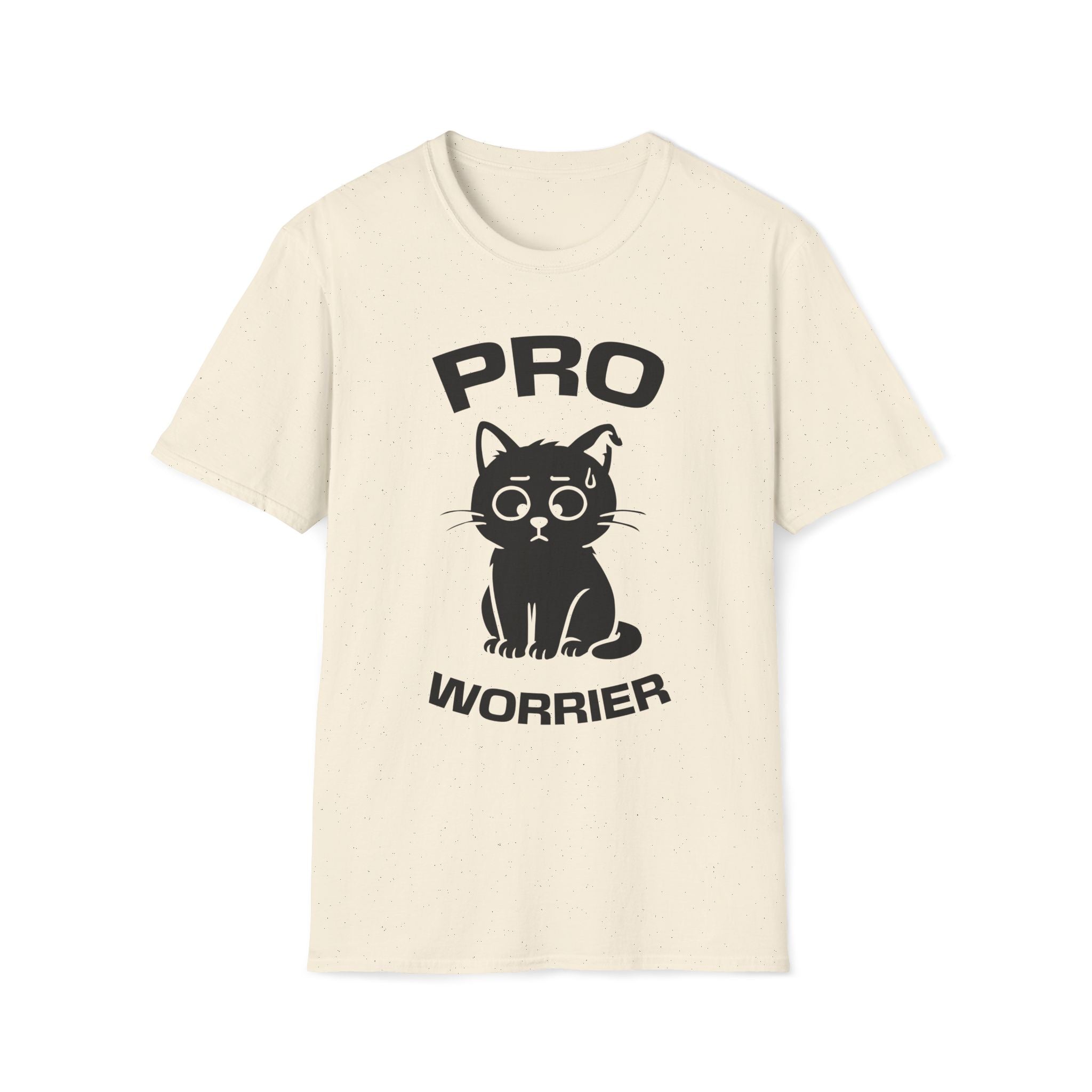 T-Shirt — 'Pro Worrier' Tired Cat Graphic Tee (Tired jokes)