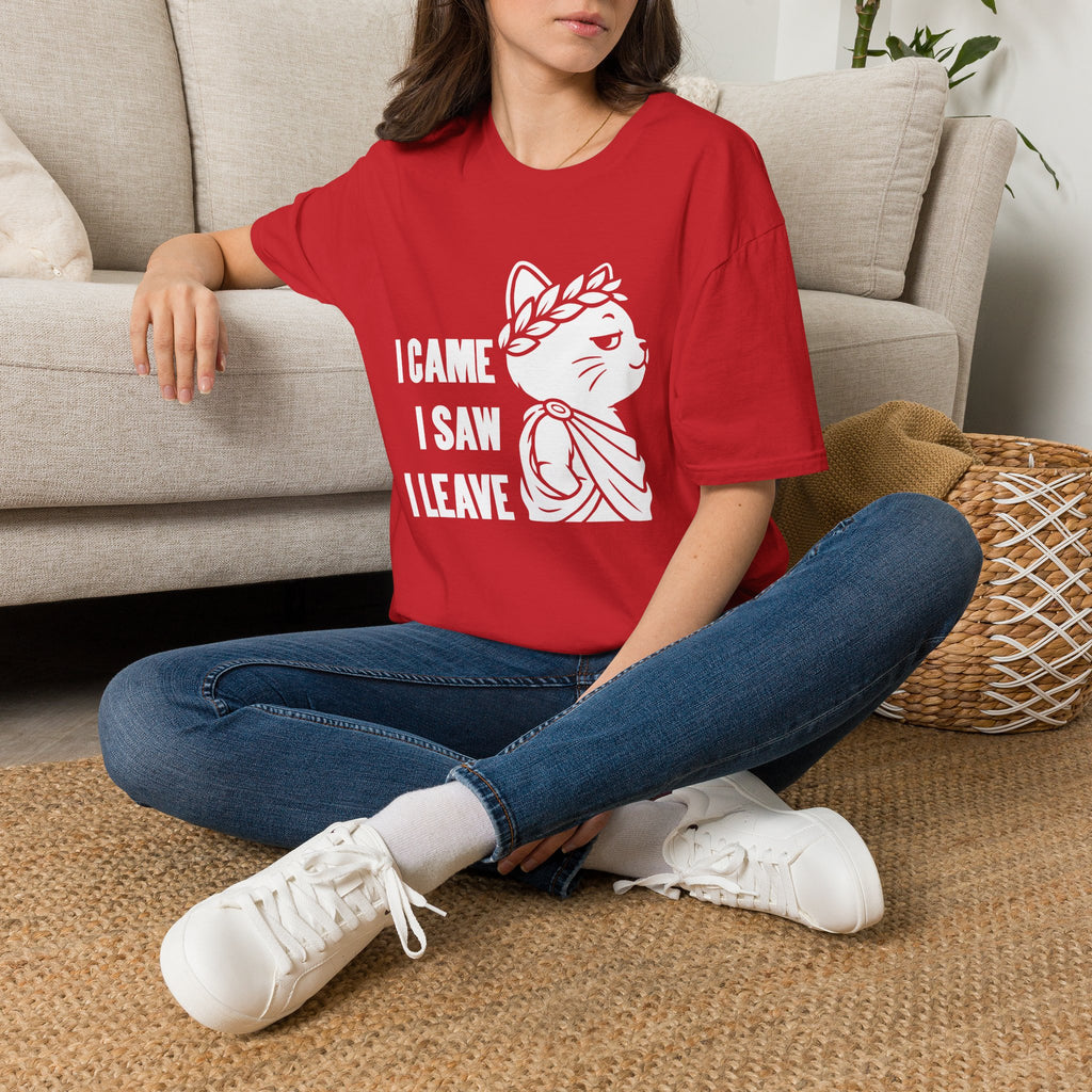 T-Shirt — 'I CAME I SAW I LEAVE' Tired Cat Graphic Tee (Tired jokes)