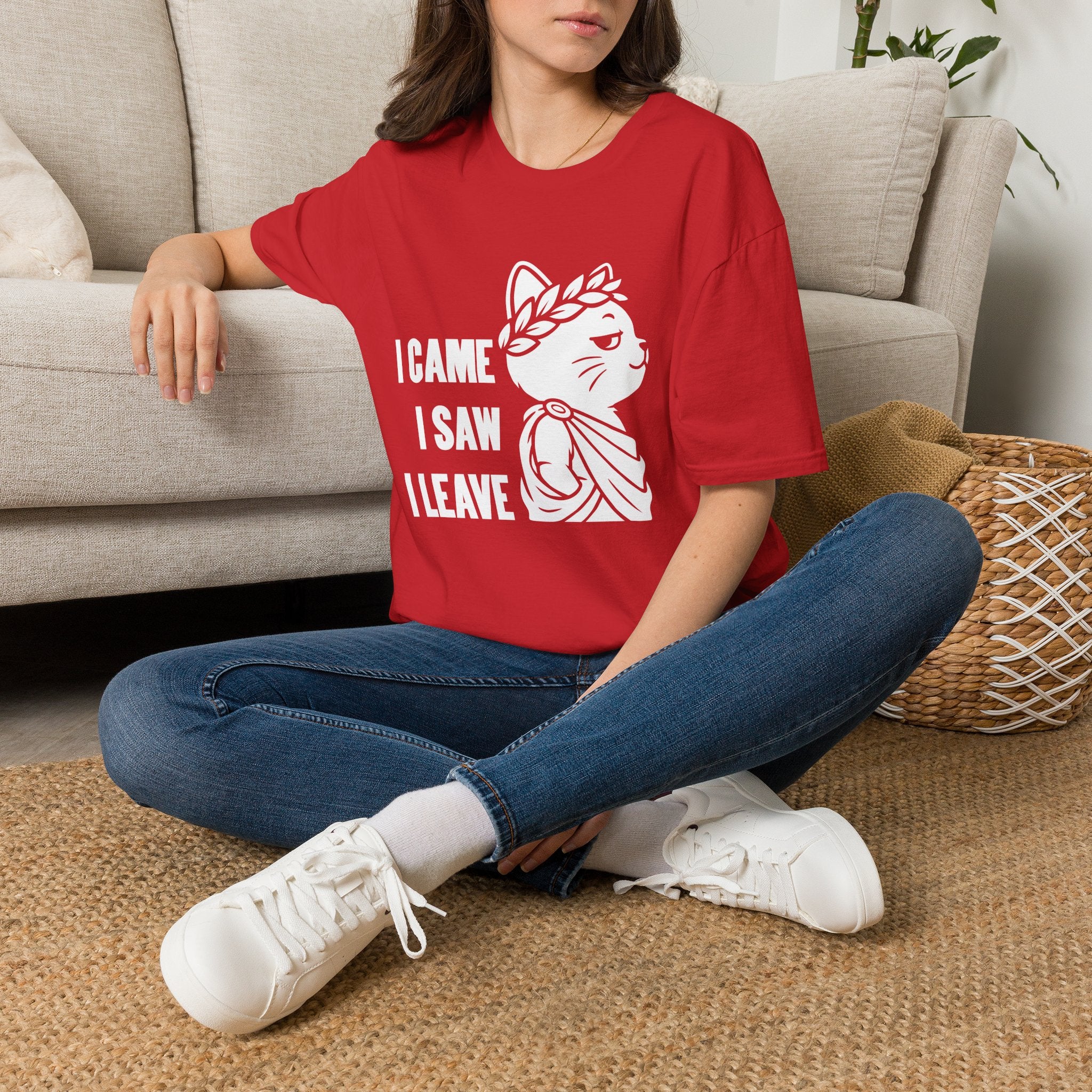 T-Shirt — 'I CAME I SAW I LEAVE' Tired Cat Graphic Tee (Tired jokes)