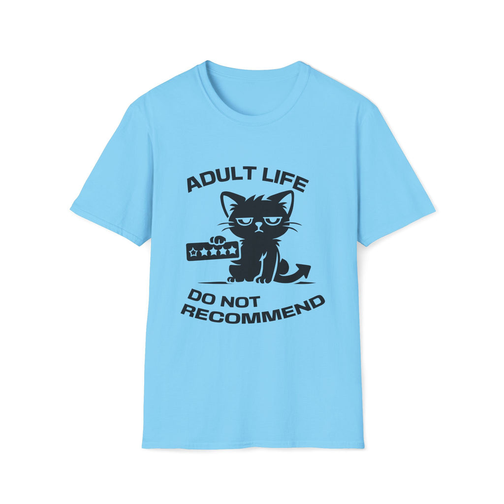 T-Shirt — 'ADULT LIFE DO NOT RECOMMEND' Tired Cat Graphic Tee (Tired jokes)