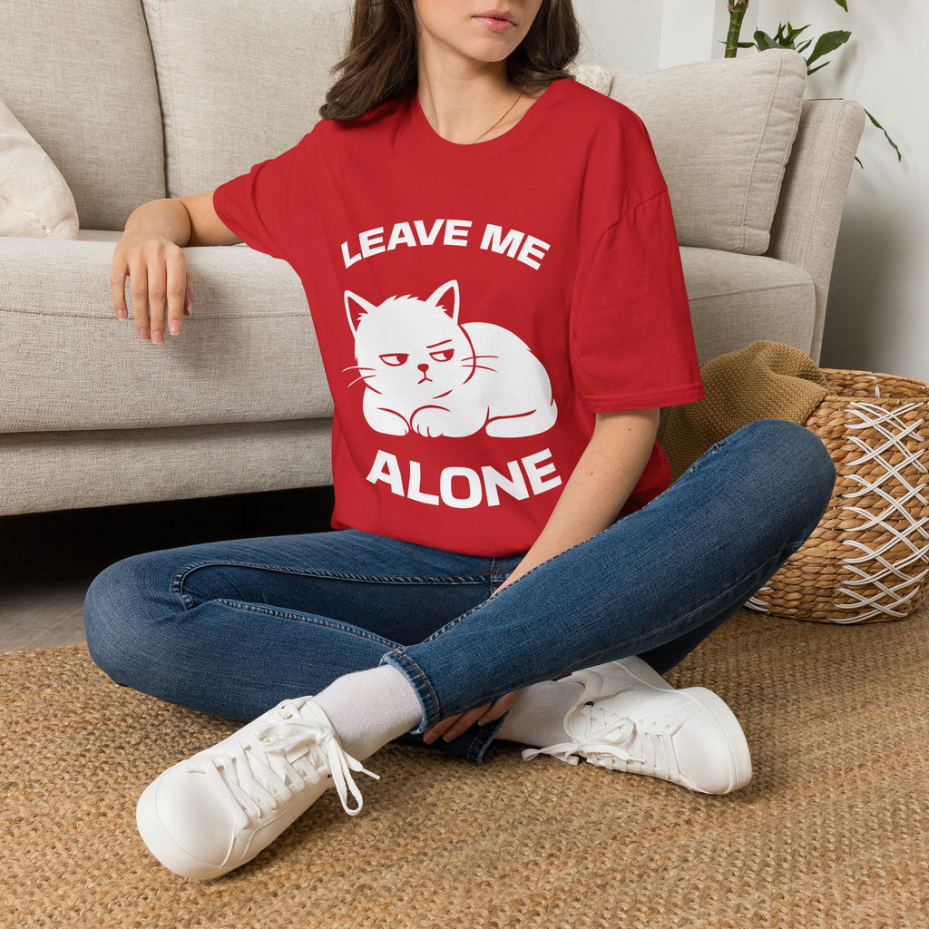 T-Shirt — 'LEAVE ME ALONE' Tired Cat Graphic Tee (Tired jokes)