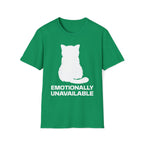 T-Shirt — 'Emotionally Unavailable' Tired Cat Graphic Tee (Tired jokes)