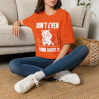 T-Shirt — 'Don't Even Think About It' Tired Cat Graphic Tee (Tired jokes)