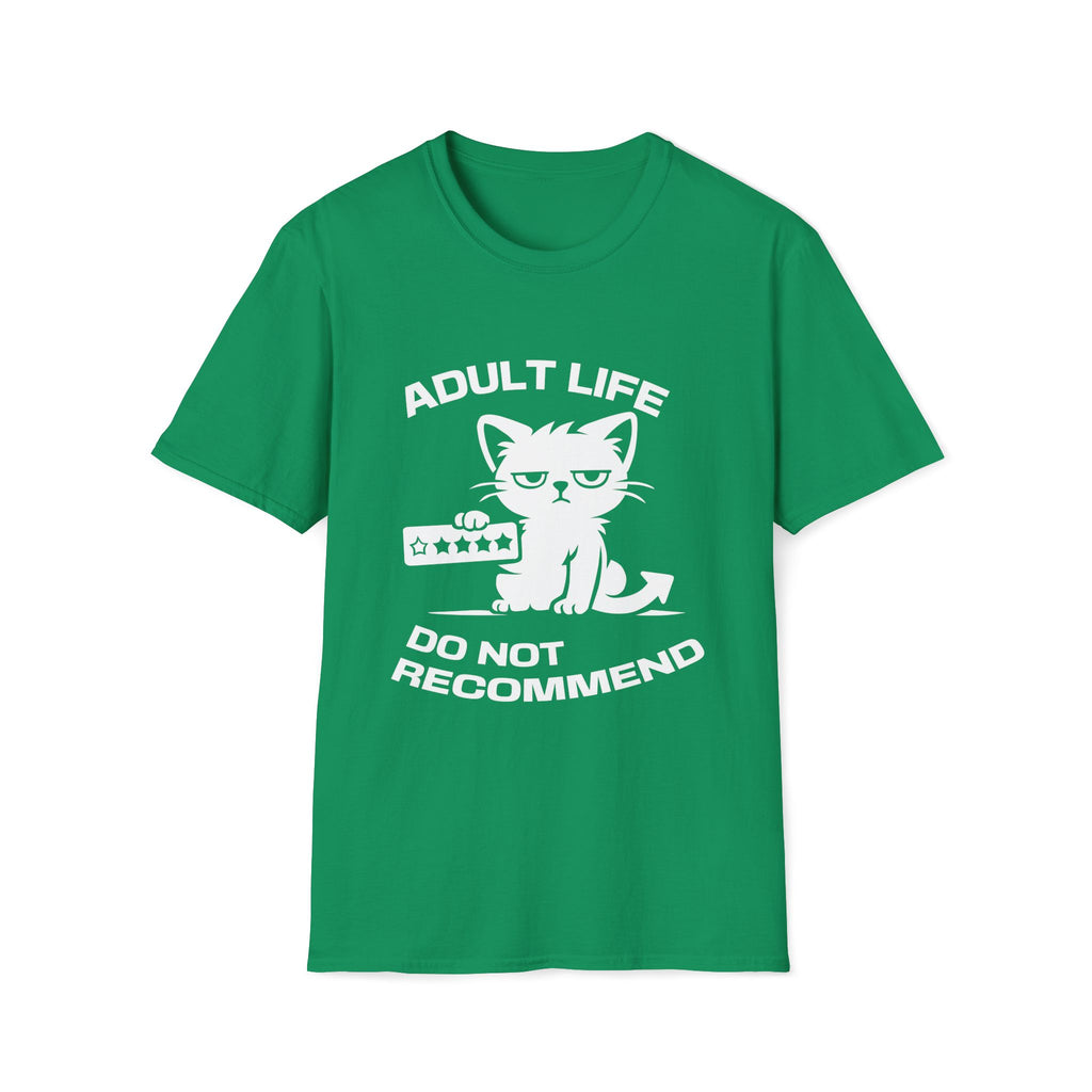 T-Shirt — 'ADULT LIFE DO NOT RECOMMEND' Tired Cat Graphic Tee (Tired jokes)
