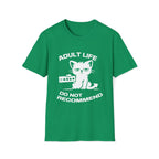 T-Shirt — 'ADULT LIFE DO NOT RECOMMEND' Tired Cat Graphic Tee (Tired jokes)