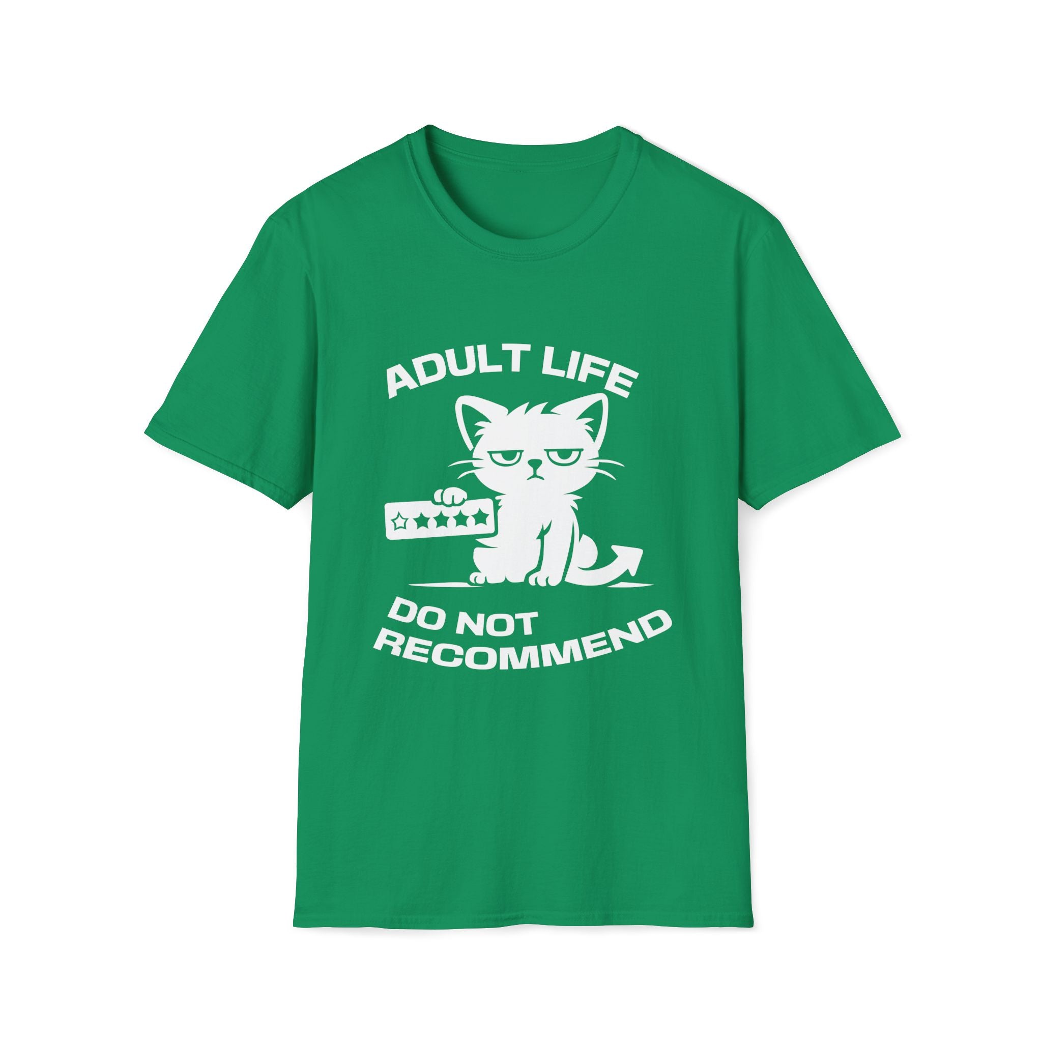 T-Shirt — 'ADULT LIFE DO NOT RECOMMEND' Tired Cat Graphic Tee (Tired jokes)