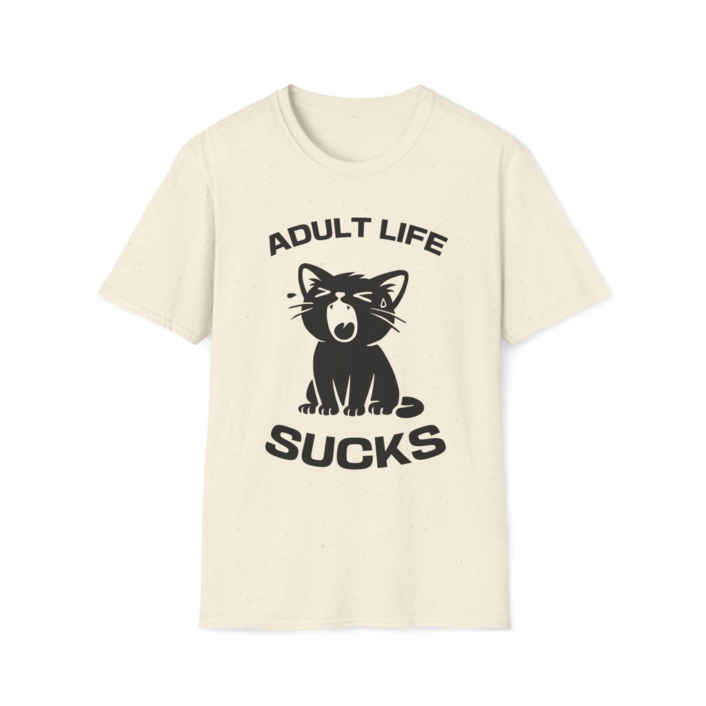 T-Shirt — 'Adult Life Sucks ' Tired Cat Graphic Tee (Tired jokes)