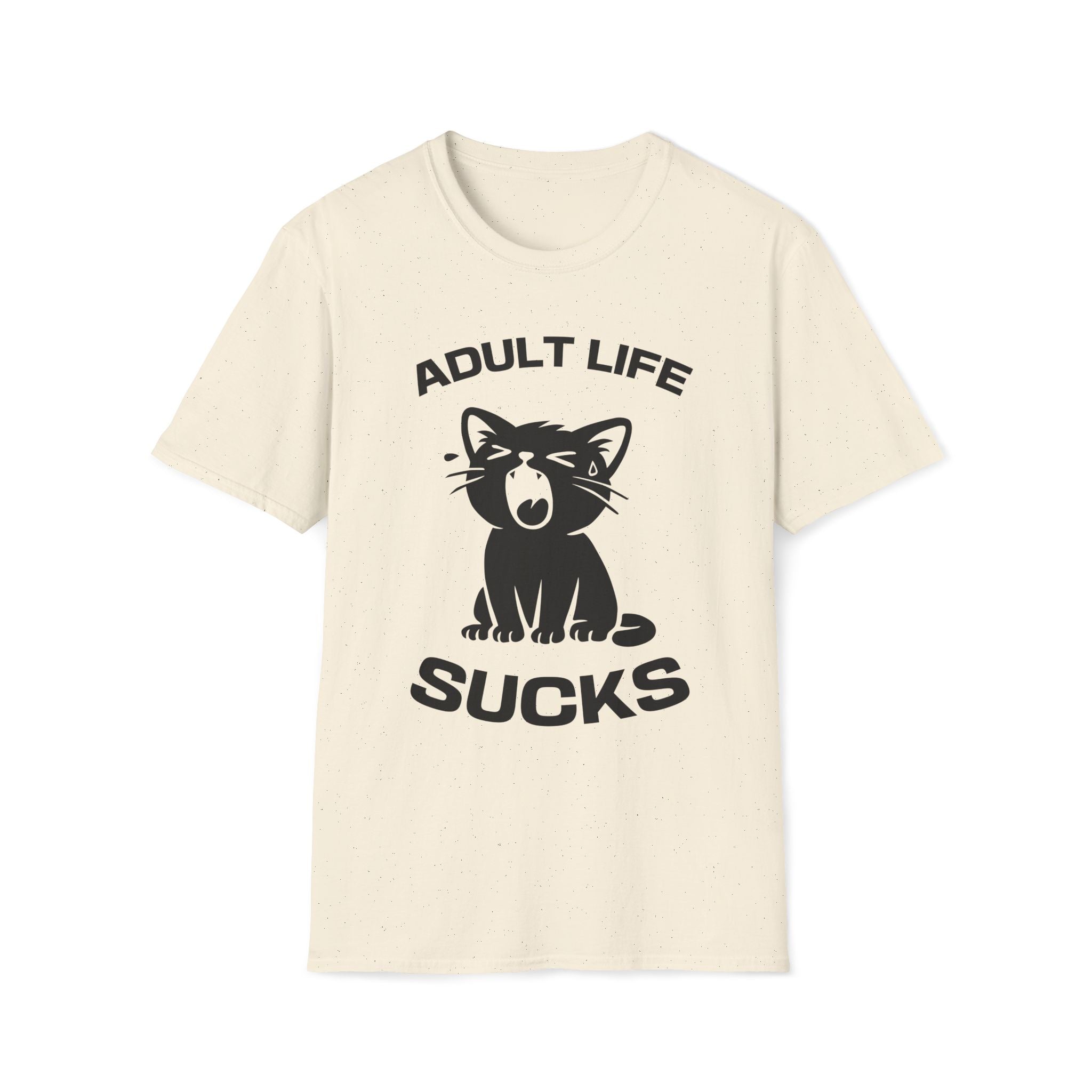 T-Shirt — 'Adult Life Sucks ' Tired Cat Graphic Tee (Tired jokes)