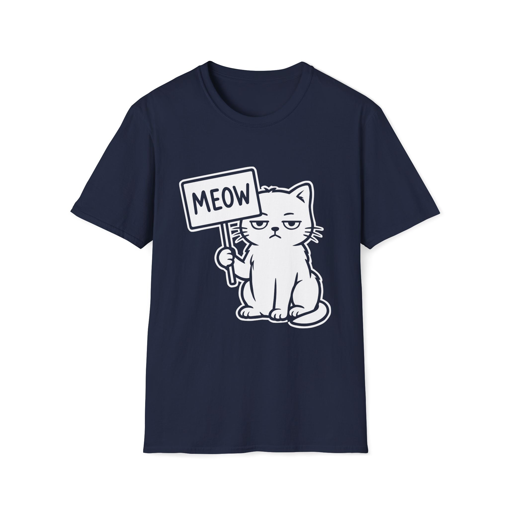 T-Shirt — 'MEOW' Tired Cat Graphic Tee (Tired jokes)