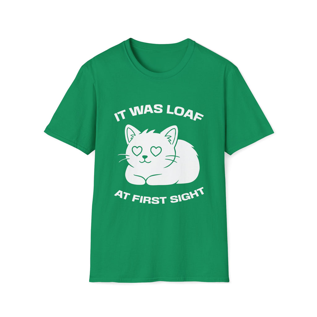 T-Shirt — 'IT WAS LOAF AT FIRST SIGHT' Tired Cat Graphic Tee (Tired jokes)