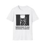 T-Shirt — 'Weekend Plan Avoiding People' Tired Cat Graphic Tee (Tired jokes)