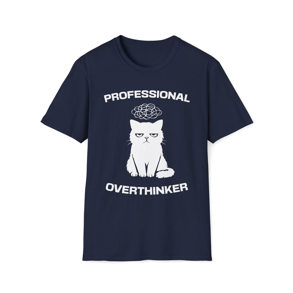 T-Shirt — 'Professional Overthinker' Tired Cat Graphic Tee (Tired jokes)