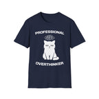 T-Shirt — 'Professional Overthinker' Tired Cat Graphic Tee (Tired jokes)