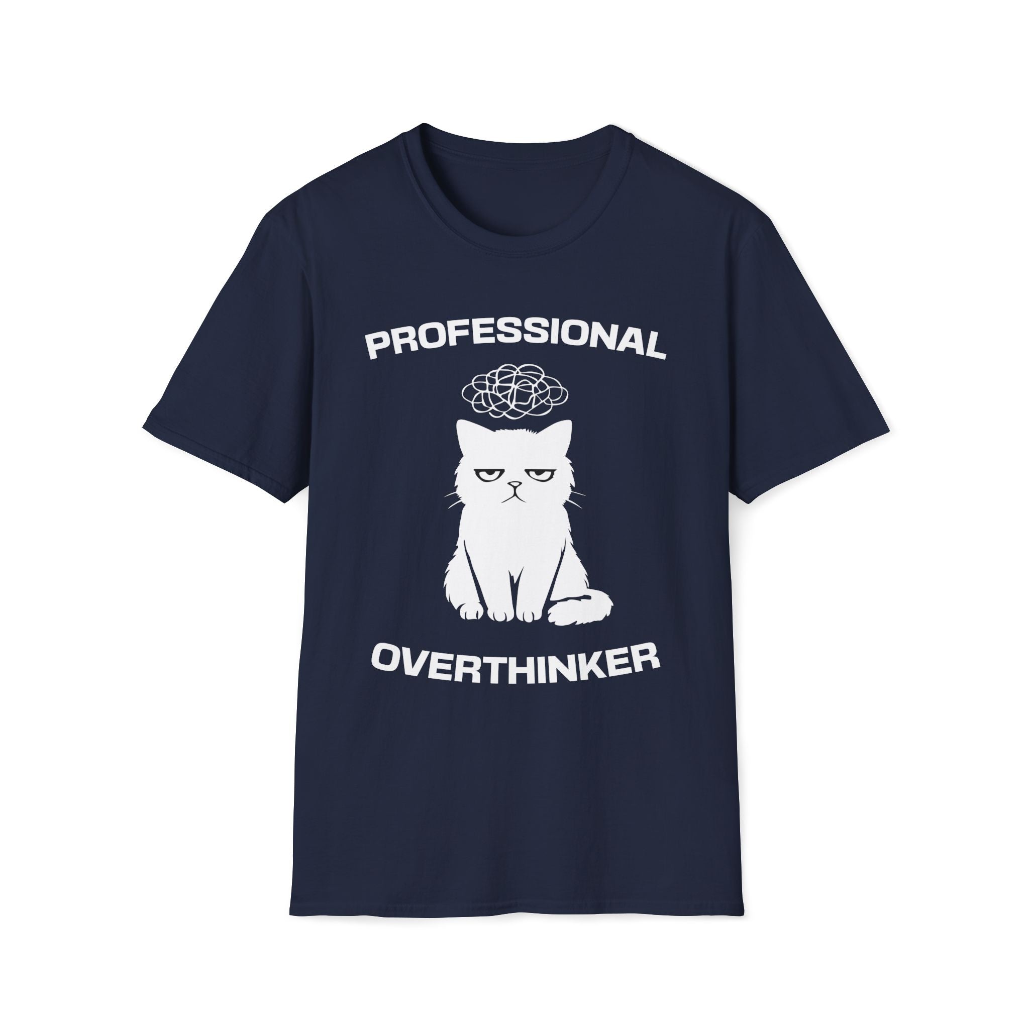 T-Shirt — 'Professional Overthinker' Tired Cat Graphic Tee (Tired jokes)
