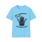 T-Shirt — 'ENERGY LEVEL HOUSEPLANT' Tired Cat Graphic Tee (Tired jokes)