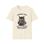 T-Shirt — 'ERROR 404 SOCIAL SKILLS NOT FOUND' Tired Cat Graphic Tee (Tired jokes)