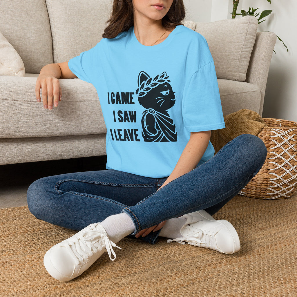 T-Shirt — 'I CAME I SAW I LEAVE' Tired Cat Graphic Tee (Tired jokes)