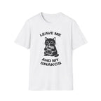 T-Shirt — 'LEAVE ME AND MY SNACKS' Tired Cat Graphic Tee (Tired jokes)