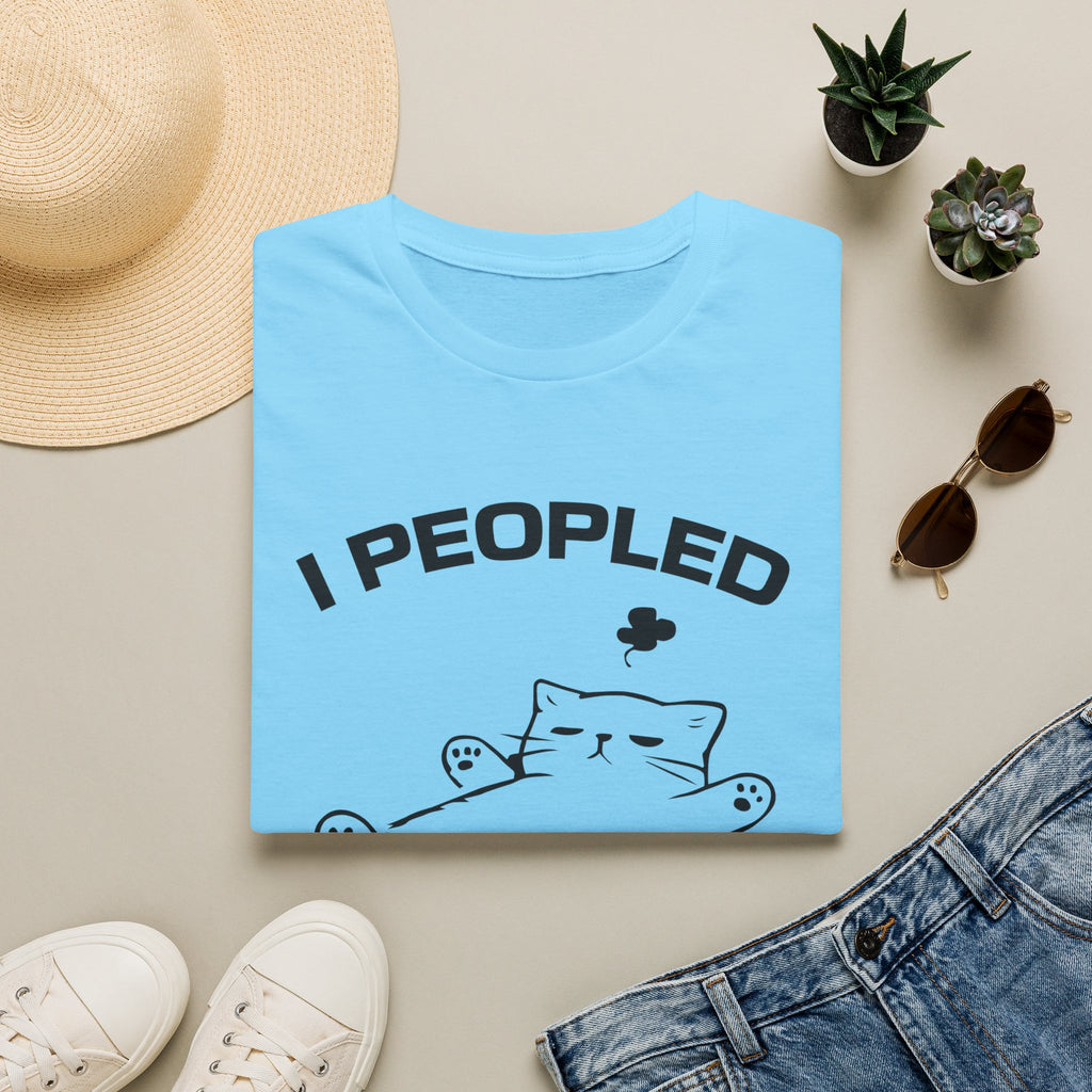 T-Shirt — 'I Peopled Enough Today' Tired Cat Graphic Tee (Tired jokes)