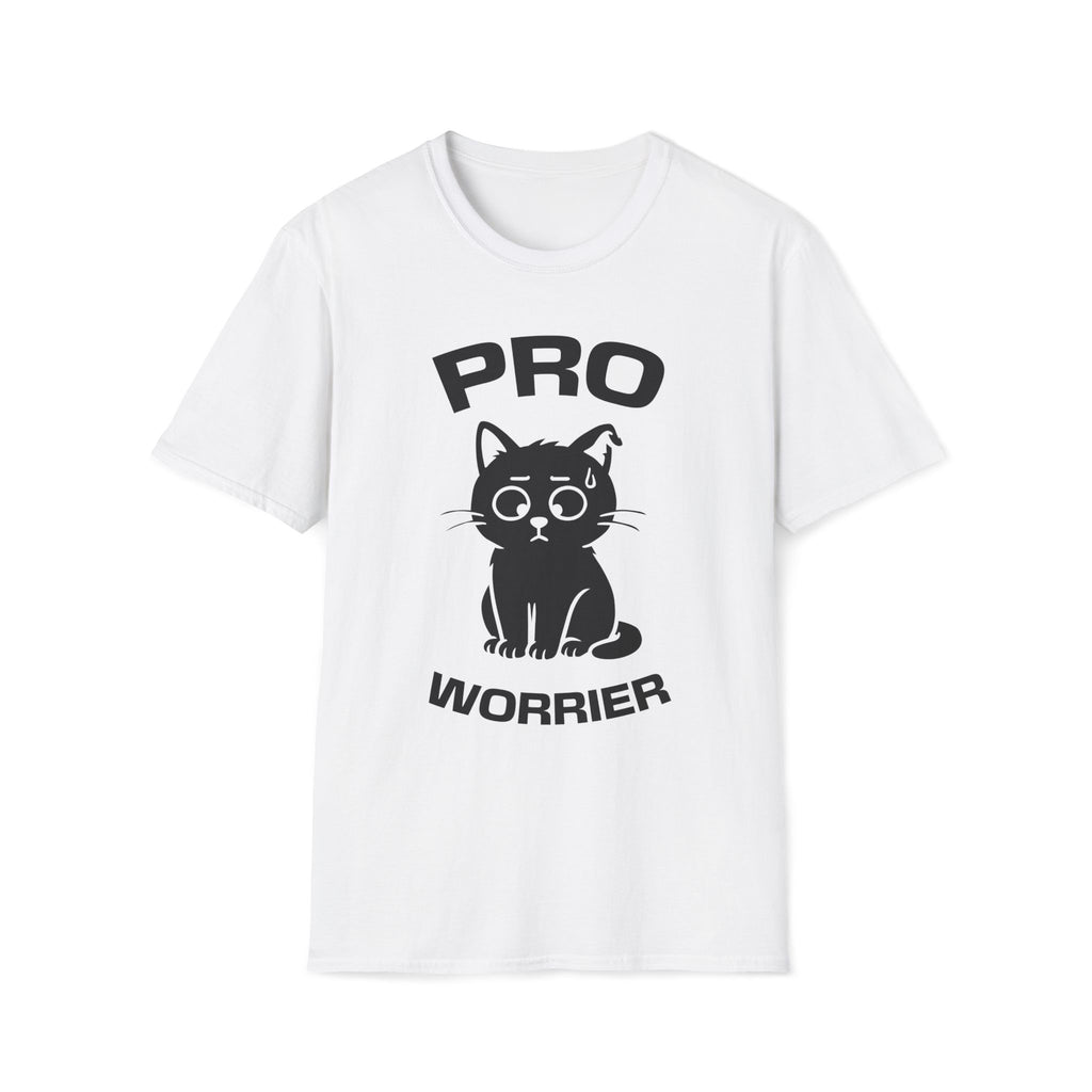 T-Shirt — 'Pro Worrier' Tired Cat Graphic Tee (Tired jokes)