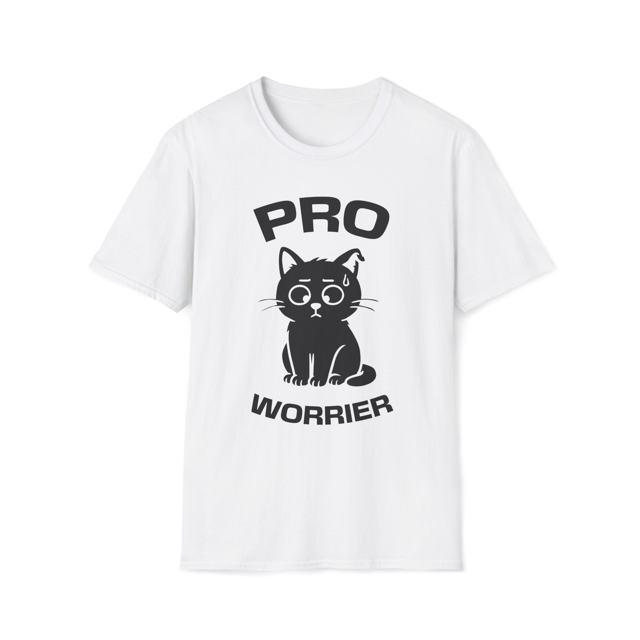 T-Shirt — 'Pro Worrier' Tired Cat Graphic Tee (Tired jokes)